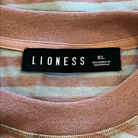 Lioness bloom long sleeve crew neck boxy t-shirt in pink stripes - Picture 10 of 13